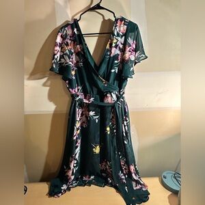 Torrid Dark Green Floral Maxi Dress